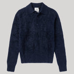 Brushed polo sweater in navy