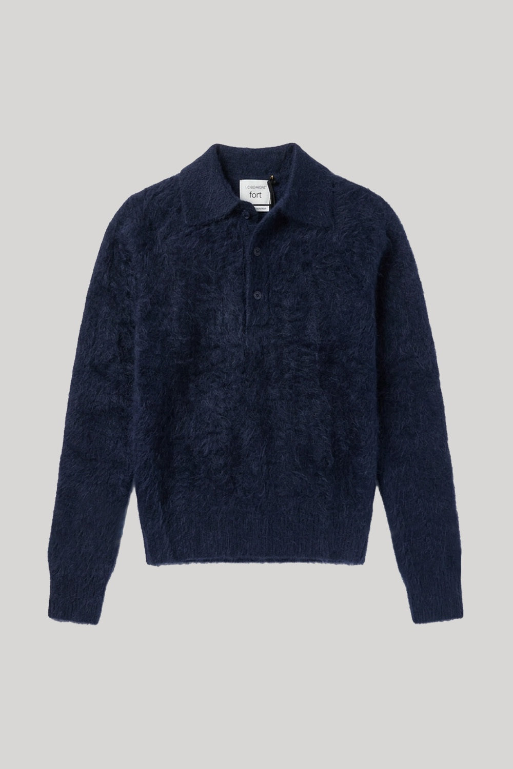 Brushed polo sweater in navy