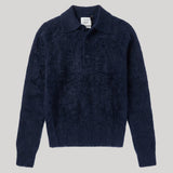 Brushed polo sweater in navy