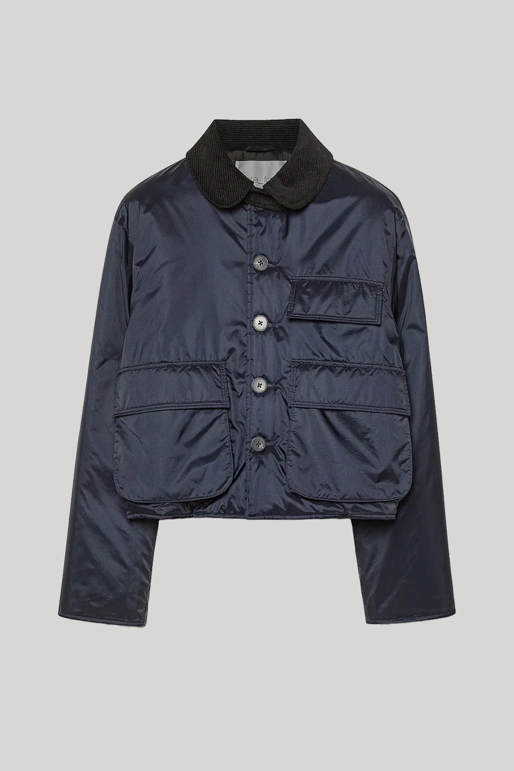 Navy barn jacket with black collar