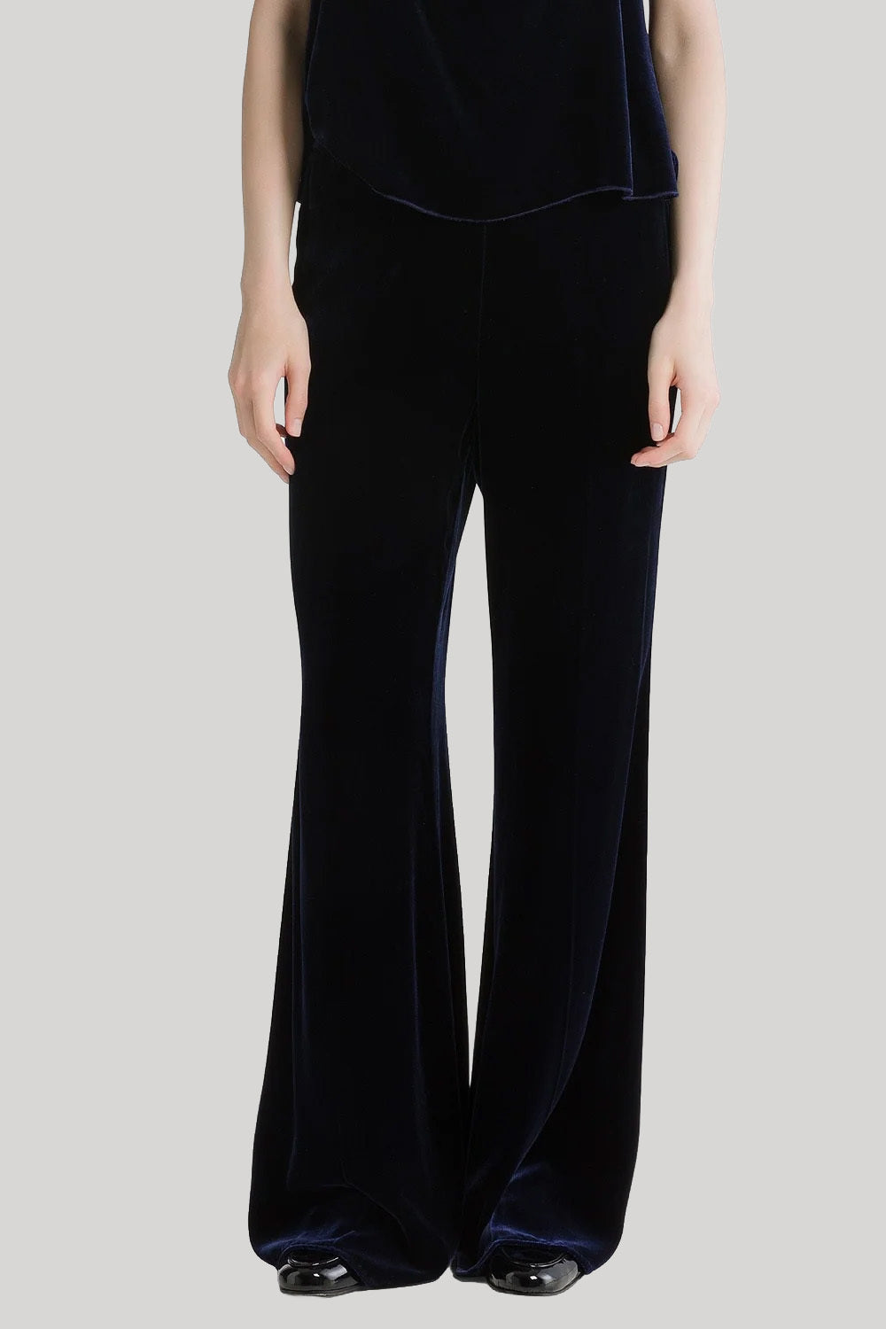 Navy velvet trousers
