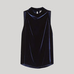 Navy velvet sleeveless top