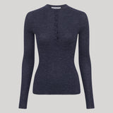 Gabriela Hearst | Anges Knit Henley in Denim Cashmere Silk
