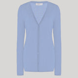 Gabriela Hearst | Emma Pointelle Knit Cardigan in Light Blue Cashmere Silk