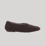 A fuzzy brown cashmere slipper 
