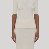 Gabriela Hearst | Valentia Knit T-Shirt in Off White Mulberry Silk