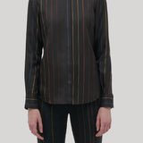 Gabriela Hearst | Henri Blouse in Charcoal Multi Pinstripe
