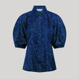 Gabriella Hearst | Sansi Top in Electric Navy Printed Silk