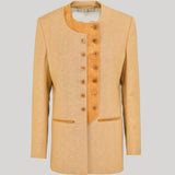 Giuliva Heritage | Lara Blazer in Linen Blend Malfilé and Suede