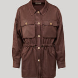 Giuliva Heritage | Tessa Jacket in Brown Silk and Linen Twill