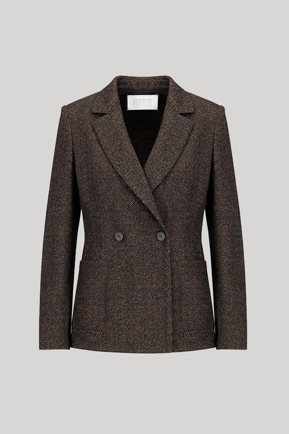 Brown tweed double breasted blazer