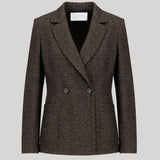 Brown tweed double breasted blazer