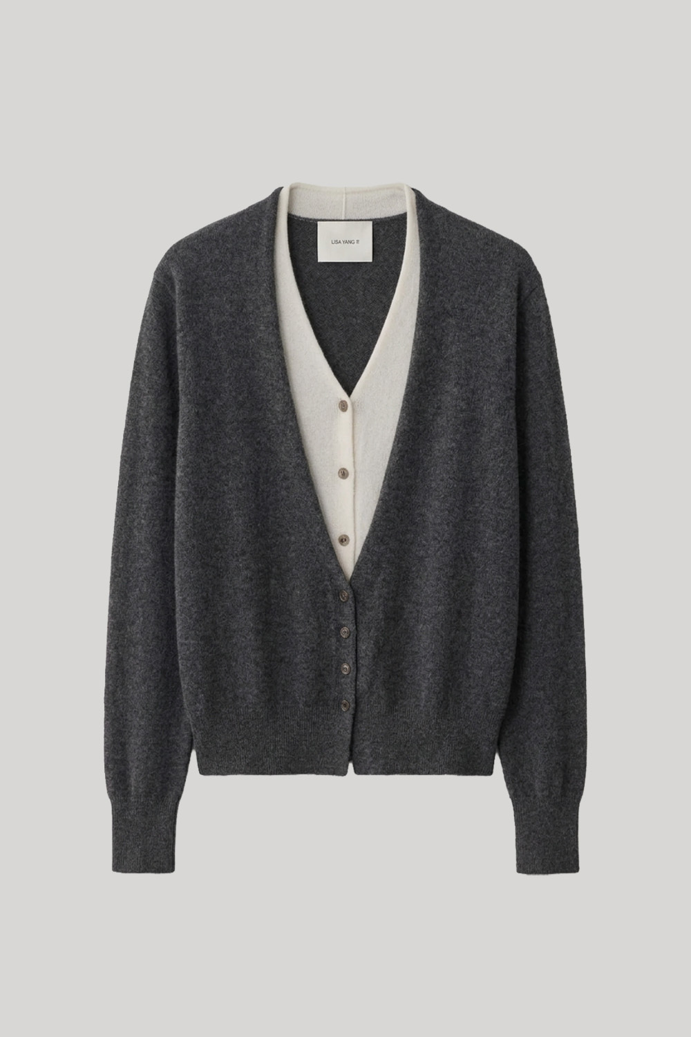 Grey cardigan with cream layer