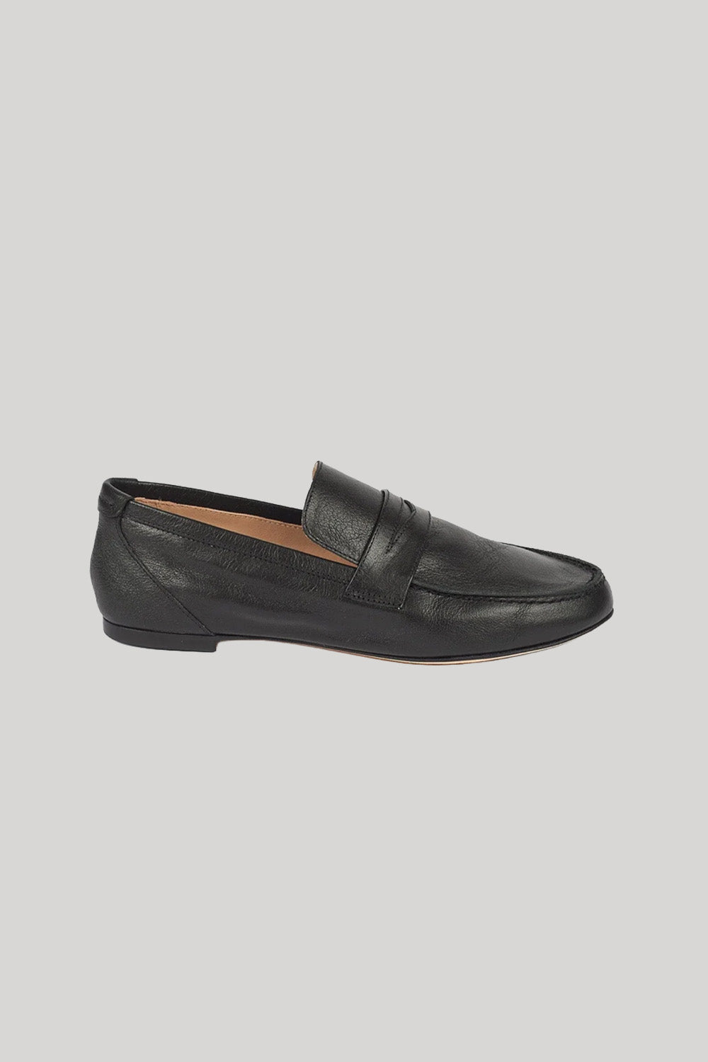 Black leather loafer