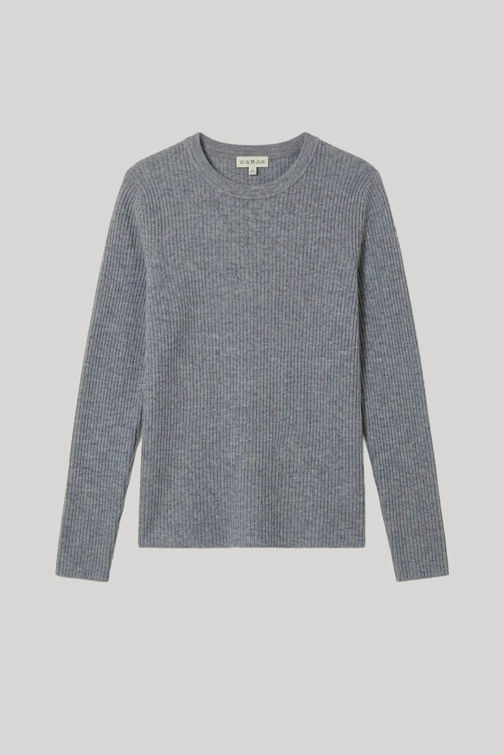 Grey ribbed crewneck sweater