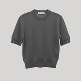 Jil Sander | Wool Crewneck Short Sleeve Jumper in Volcanic Glass