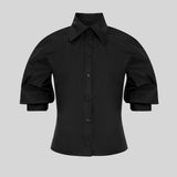 Kallmeyer | Colette 3/4 Sleeve Button Down in Black