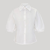 Kallmeyer | Colette 3/4 Sleeve Button Down in White