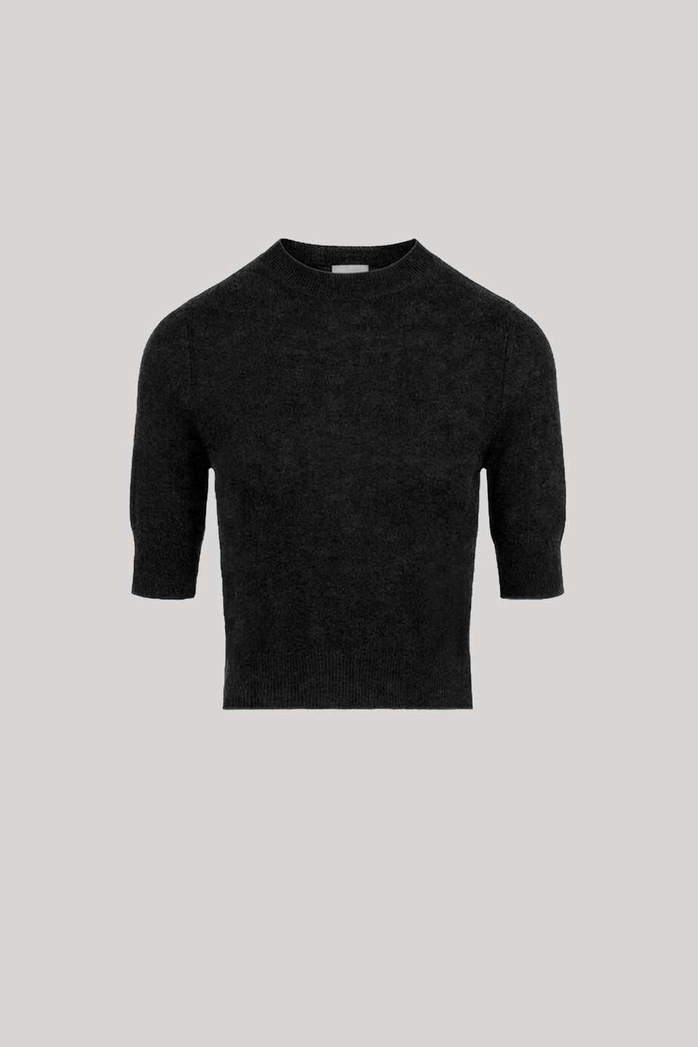 A black short-sleeve crewneck knit