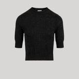 A black short-sleeve crewneck knit