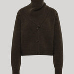 A dark brown cropped turtleneck