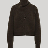A dark brown cropped turtleneck
