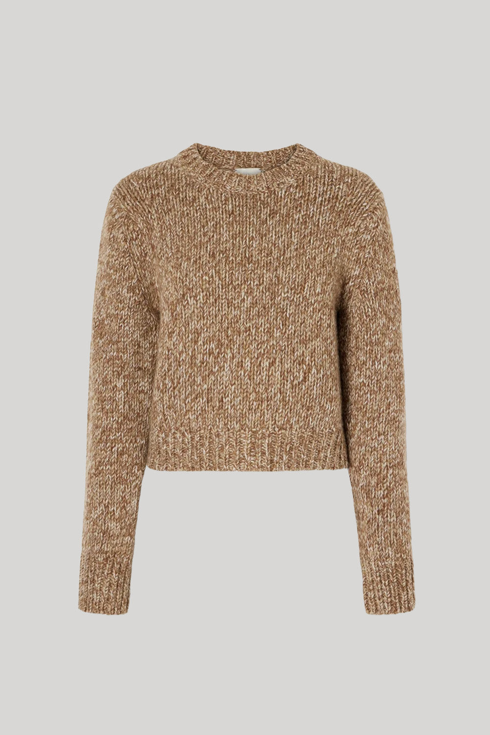 Long sleeve knit sweater in beige