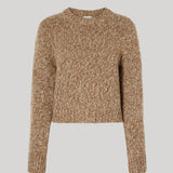Long sleeve knit sweater in beige
