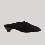 Black pointed toe slipper with shearling lining