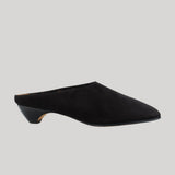 Black pointed toe slipper with shearling lining