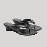 Le Monde Beryl | Micro Wedge Thong in Black Leather