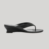 Le Monde Beryl | Micro Wedge Thong in Black Leather