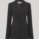 Gabriela Hearst | Leiva Blazer in Charcoal Multi Pinstripe