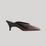 Le Monde Beryl | Petra Mule in Chocolate Leather Snake Effect