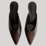 Le Monde Beryl | Petra Mule in Chocolate Leather Snake Effect