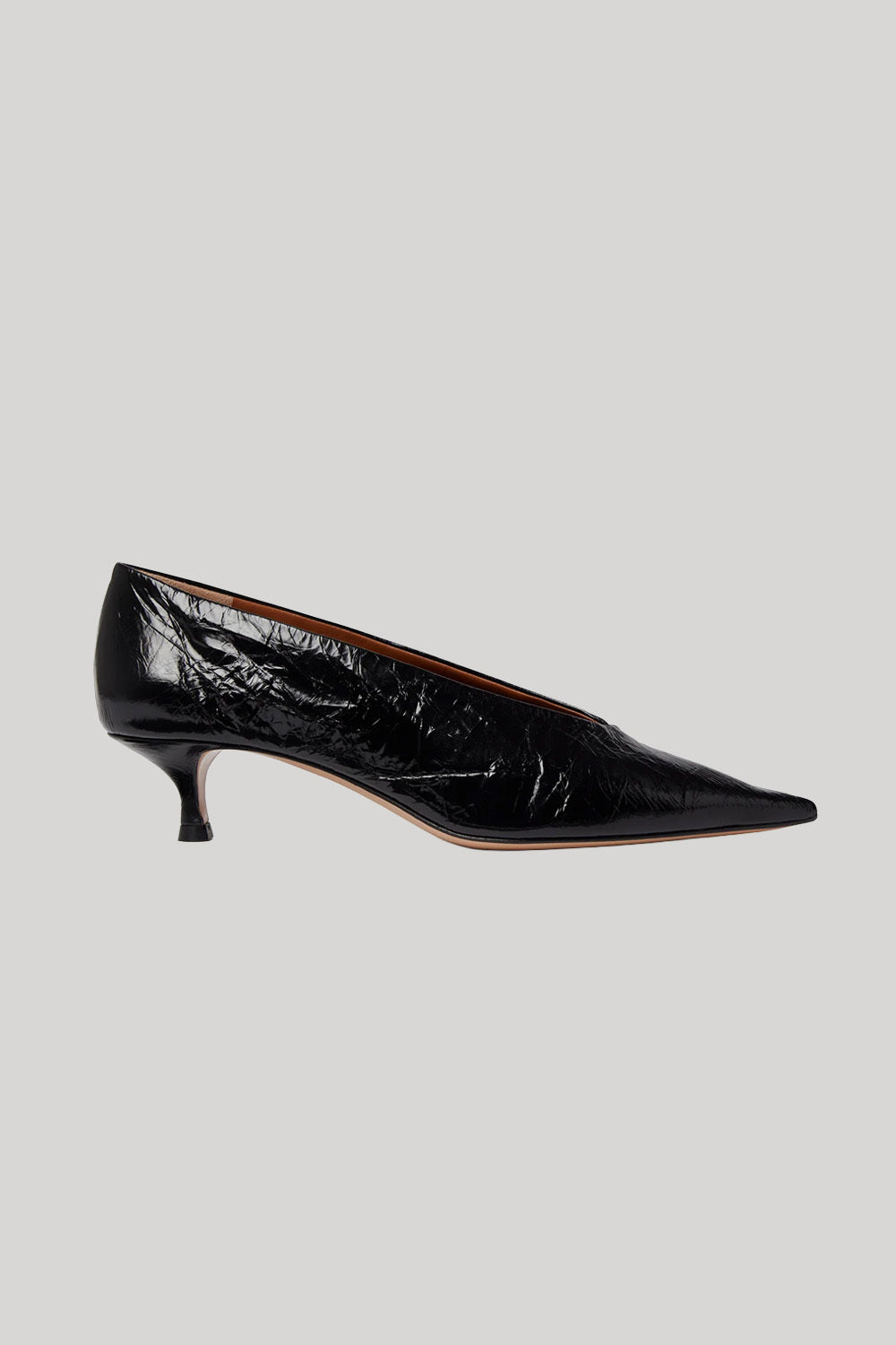 Black leather kitten heel