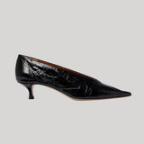 Black leather kitten heel