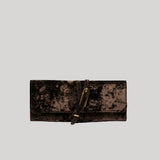 Velvet brown belted clutch