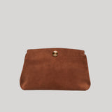 Liffner | Pushlock Clutch in Brown Suede