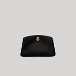 Black satin clutch