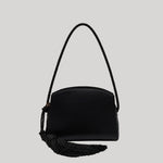 Black satin clutch