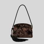 Brown velvet clutch