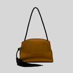 Green satin clutch