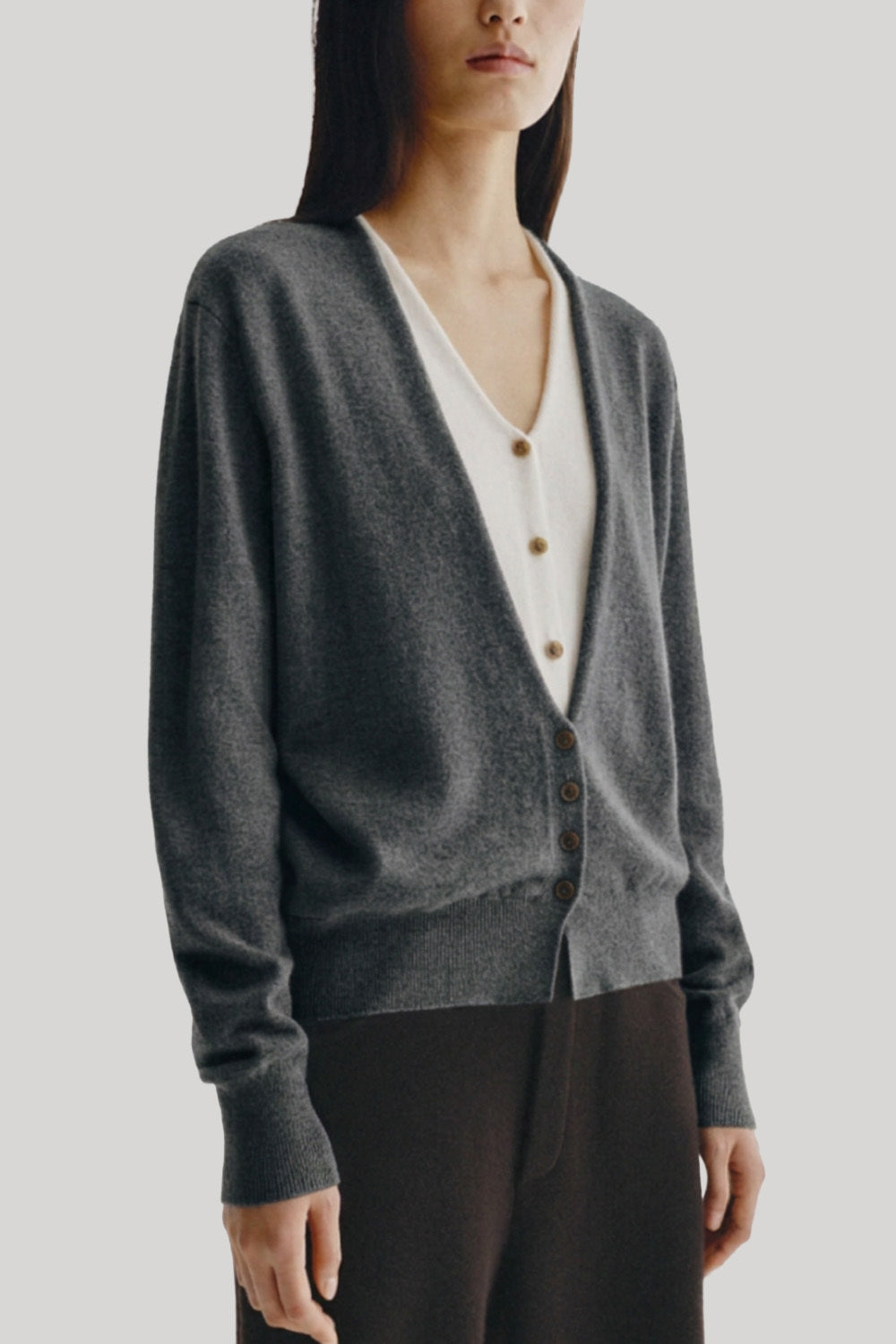 Grey cardigan with cream layer