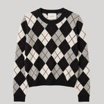 A crewneck argyle sweater 