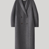 Double breasted shawl coat in grey