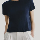 Lisa Yang | The Siona T-Shirt in Navy