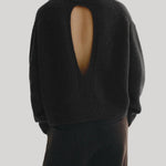 Black turtleneck sweater with back cutout