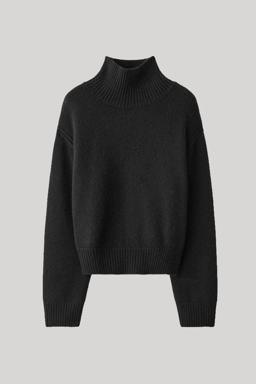 Black turtleneck sweater with back cutout