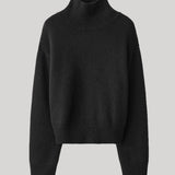 Black turtleneck sweater with back cutout